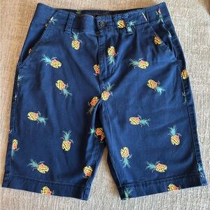 Plugg Pineapple-Print Flat Front Shorts